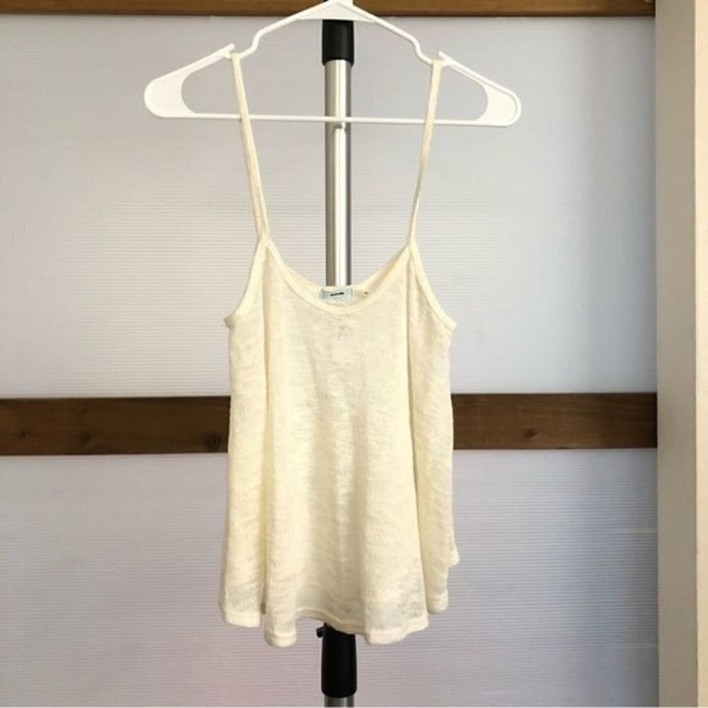 NWT UO Kimchi Blue  Cream Flowy Semi-Sheer Summer Knit Tank Top Sz XS